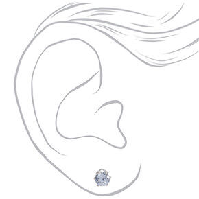 Silver-tone Cubic Zirconia 5mm, 6mm, &amp; 7mm Round Stud Earrings - 3 Pack ,