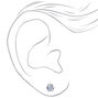 Silver-tone Cubic Zirconia 5mm, 6mm, &amp; 7mm Round Stud Earrings - 3 Pack ,
