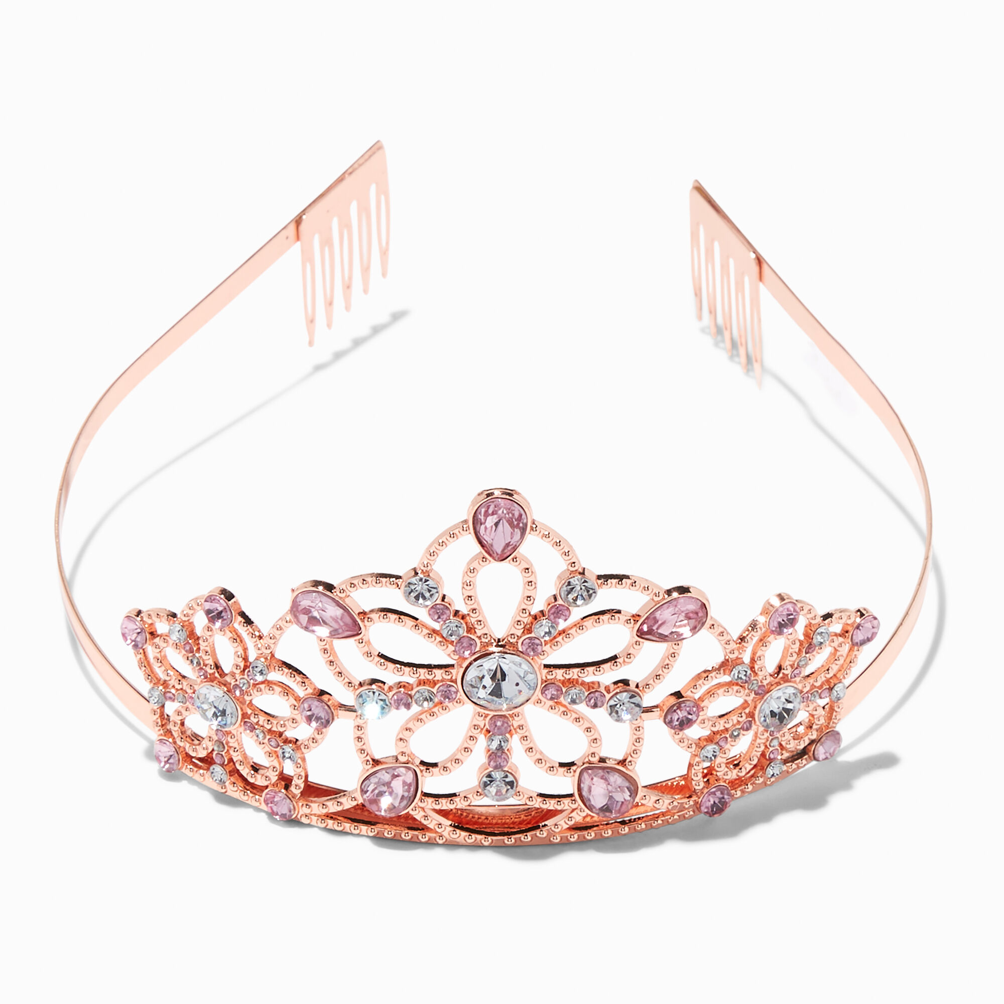 Claire's Club Pink Clear Rhinestone Rose Gold Tiara,