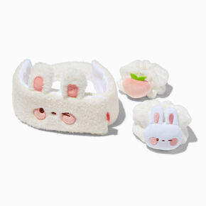 Peach Bunny Makeup Bow Headwrap &amp; Face Washing Wrist Bands - 3 Pack,