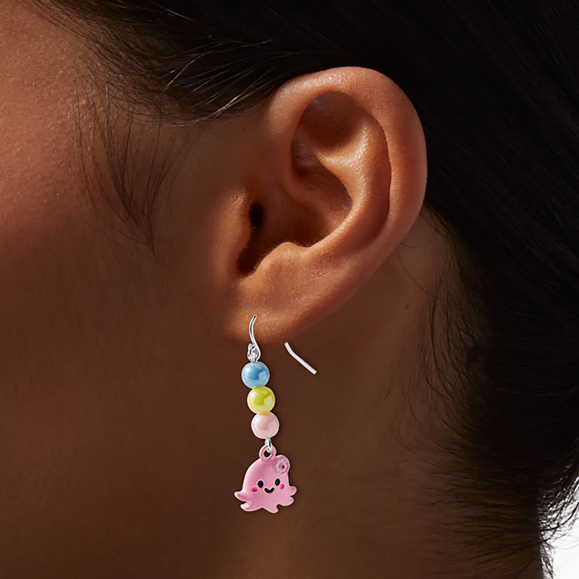 Pink Octopus Beaded Drop Earrings,