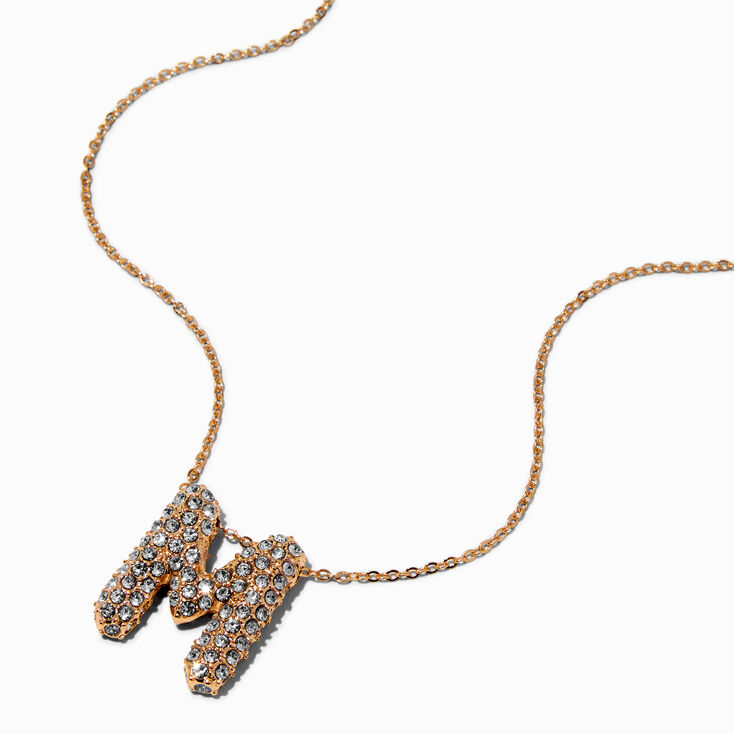 Gold-tone Pav&eacute; Bubble Initial Pendant Necklace - M,