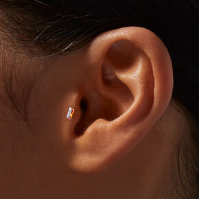 Gold-tone Titanium Iridescent AB Cubic Zirconia 18G Threadless Tragus Earrings - 3 Pack,