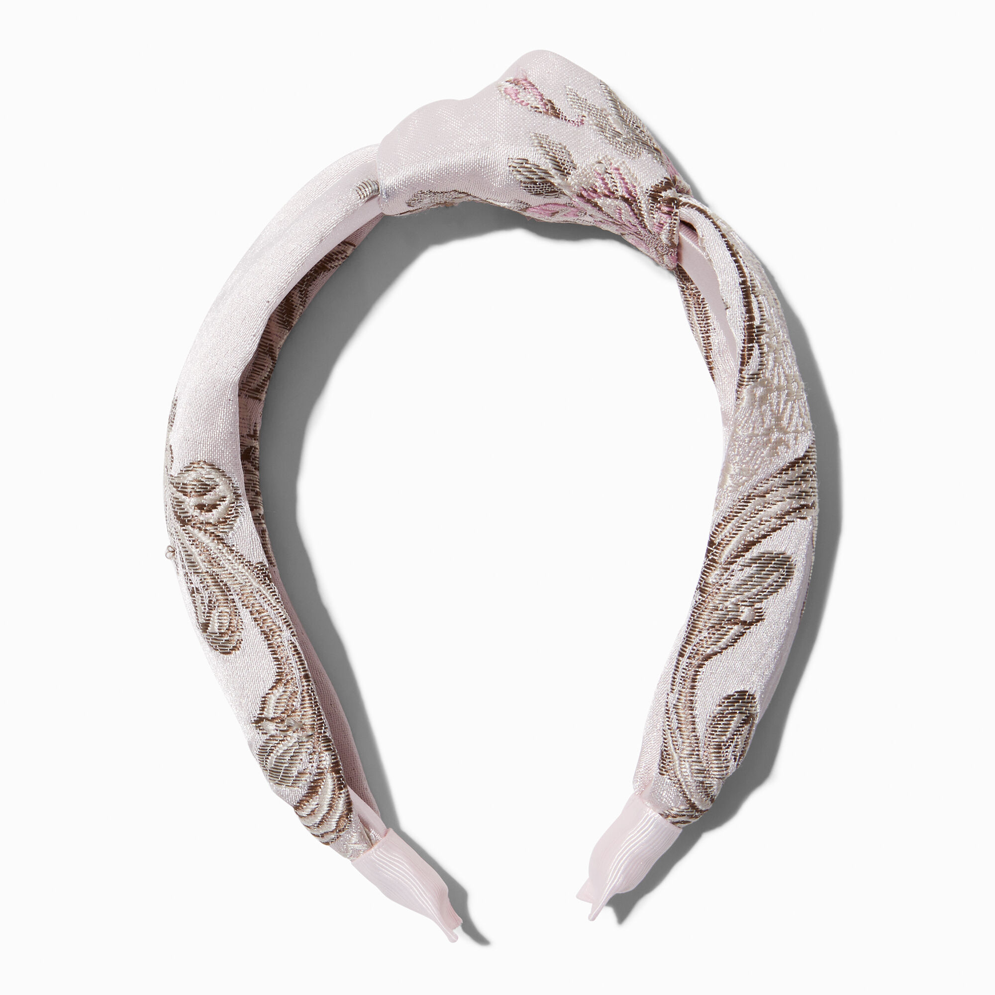 View Claires Blush Floral Brocade Knotted Headband Pink information