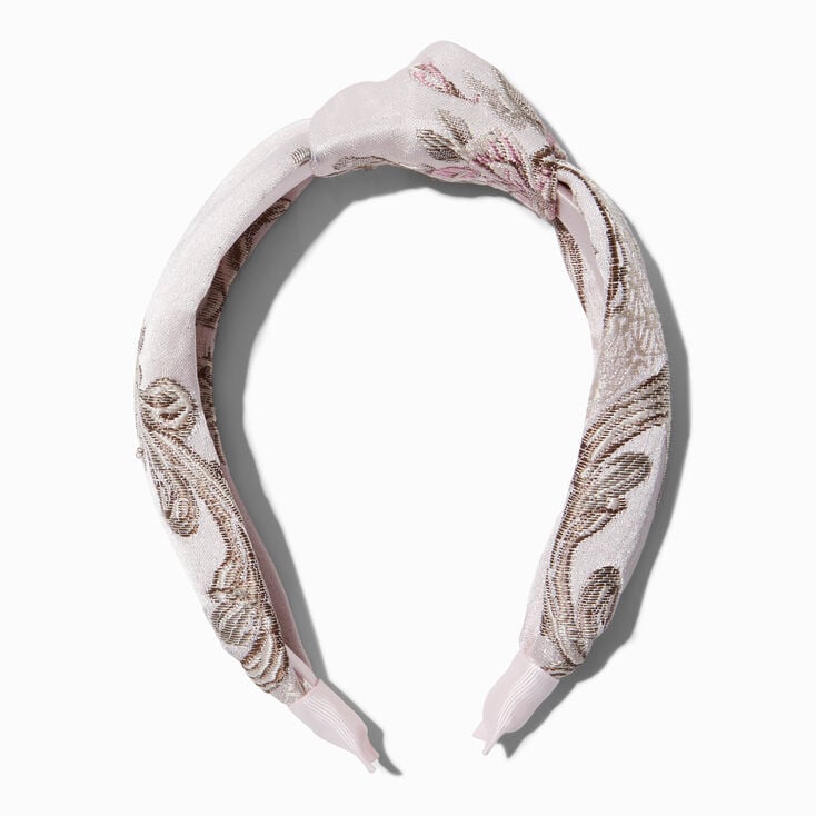 Blush Pink Floral Brocade Knotted Headband,