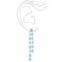 Silver 3&quot; Linear Stone Drop Earrings - Turquoise,