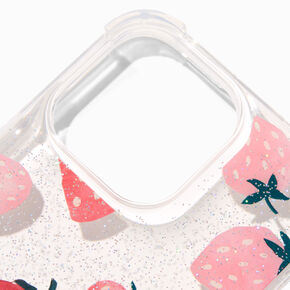 Strawberry Glitter Ring Holder Protective Phone Case - Fits iPhone&reg; 14 Pro Max,