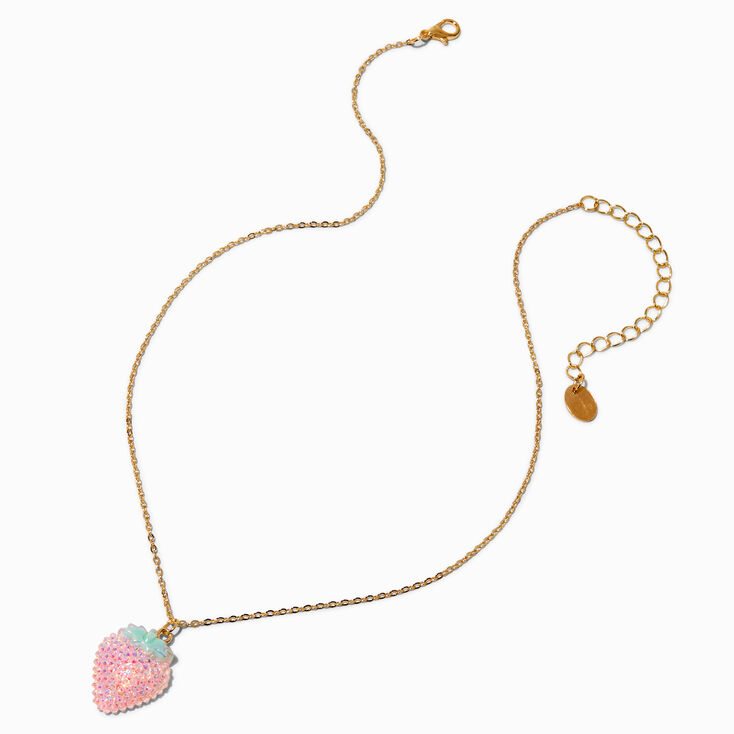 Pink Crystal Beaded Tattoo Choker &amp; Strawberry Crystal Pendant Choker - 2 Pack,