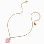 Pink Crystal Beaded Tattoo Choker &amp; Strawberry Crystal Pendant Choker - 2 Pack,