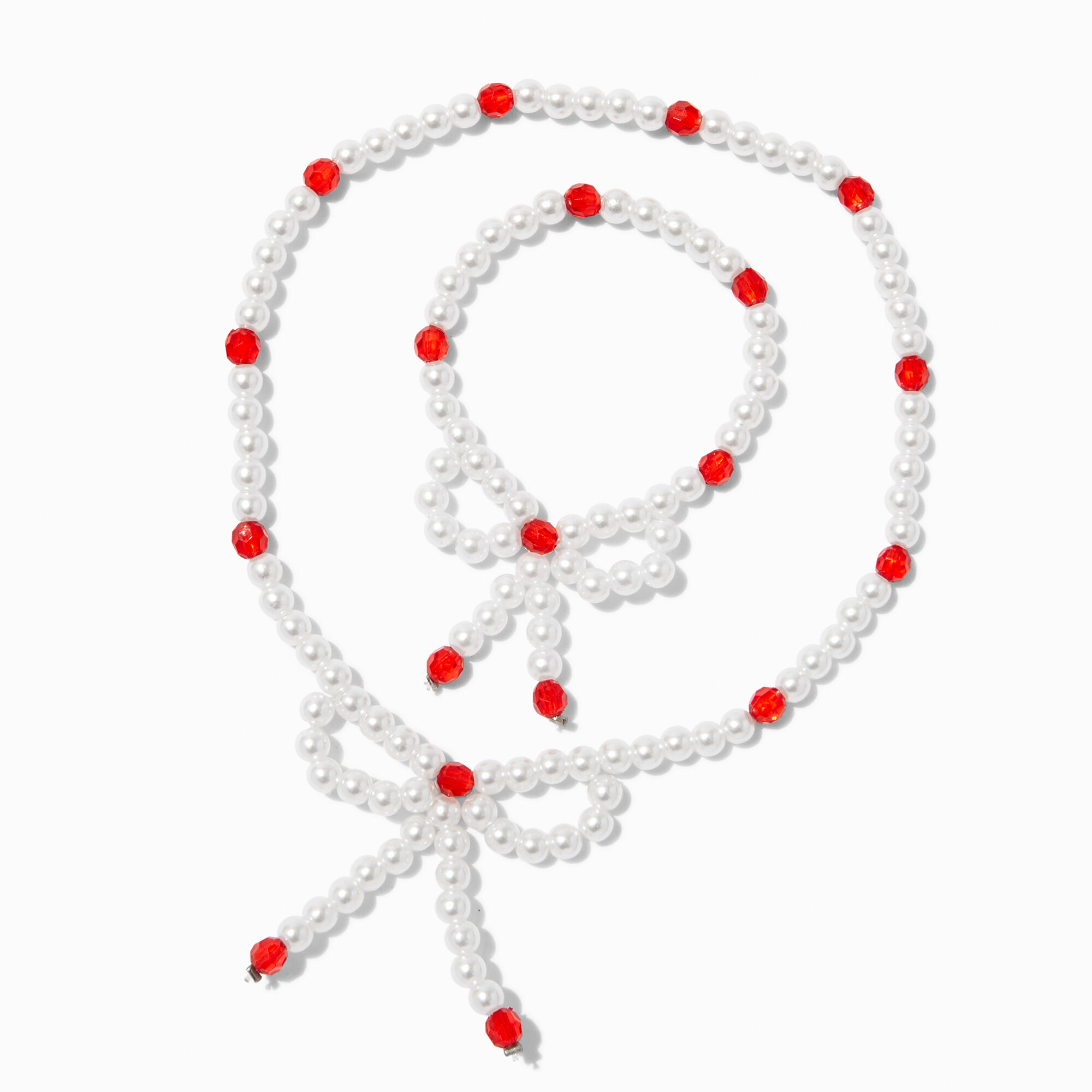 Parure de bijoux perlés nœud et perle d'imitation fêtes Claire's Club - Lot de 2,