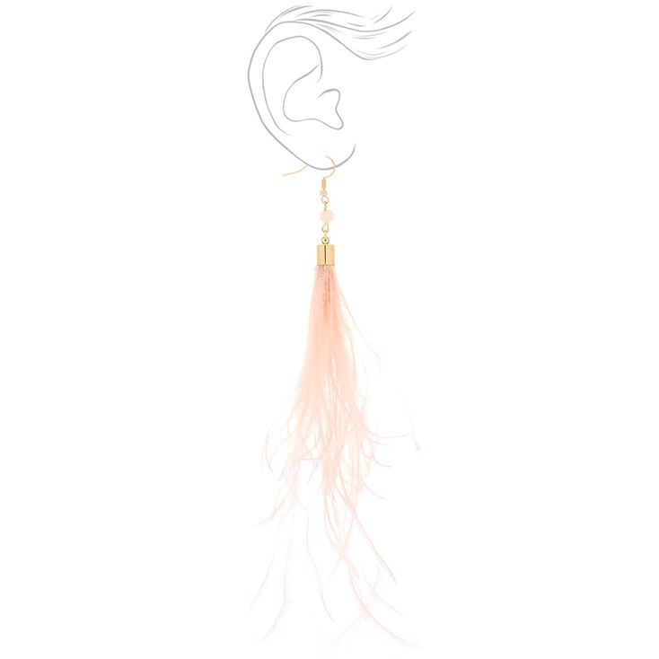 5&quot; Feather Tassel Drop Earrings - Pink,