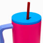 Pink Colourblock Stainless Steel Handled Tumbler,