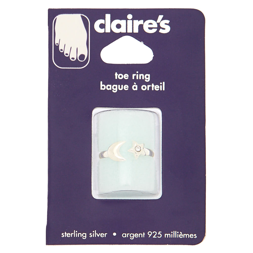 Sterling Silver Open Moon & Star Toe Ring,