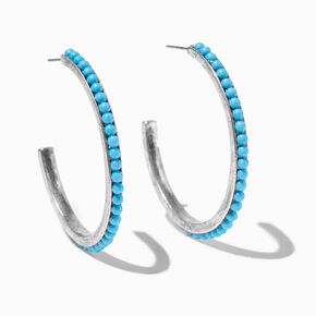 Cowgirl Turquoise Beaded Hoop Earrings,