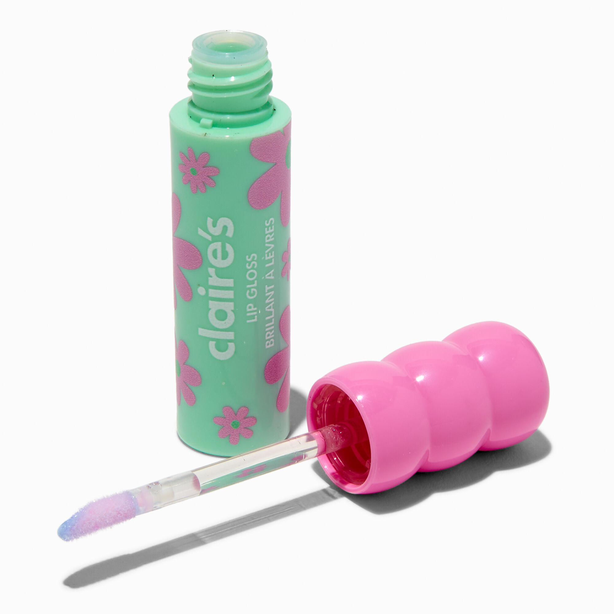 Pink Daisy Blue Lip Gloss Wand,