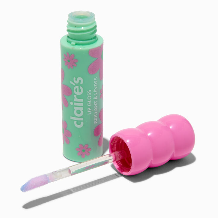 Pink Daisy Blue Lip Gloss Wand,