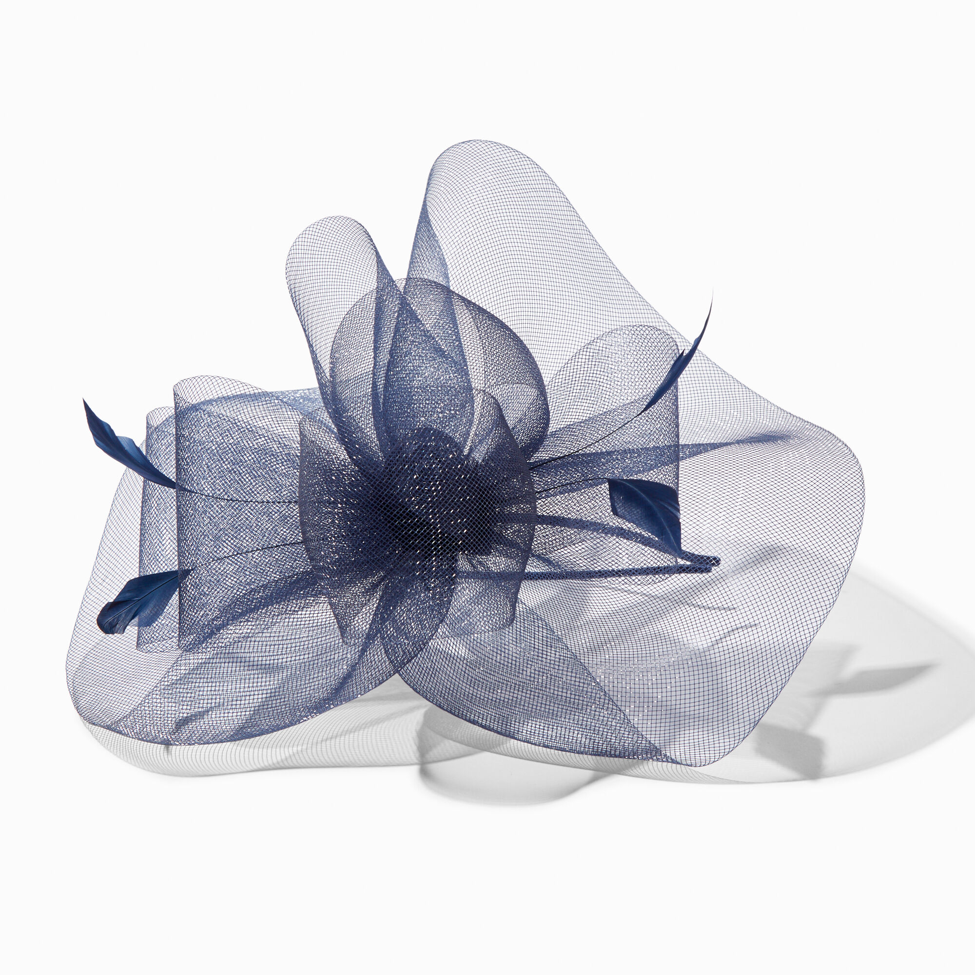 View Claires Large Swirl Fascinator Navy Blue information