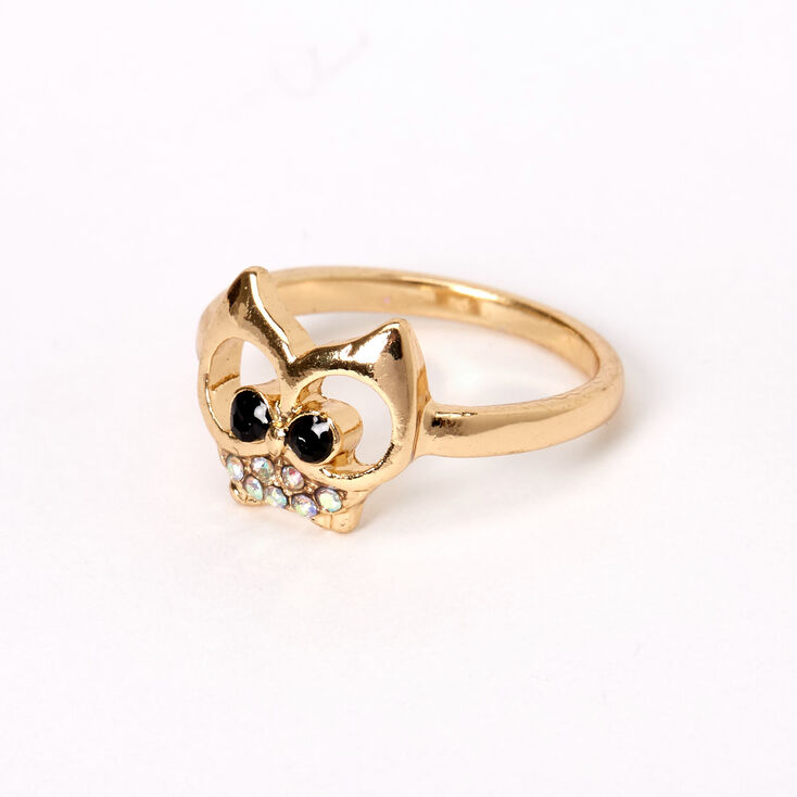Gold Iridescent Stone Owl Ring,
