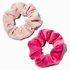Pink Ribbed Hair Scrunchies - 2 Pack,