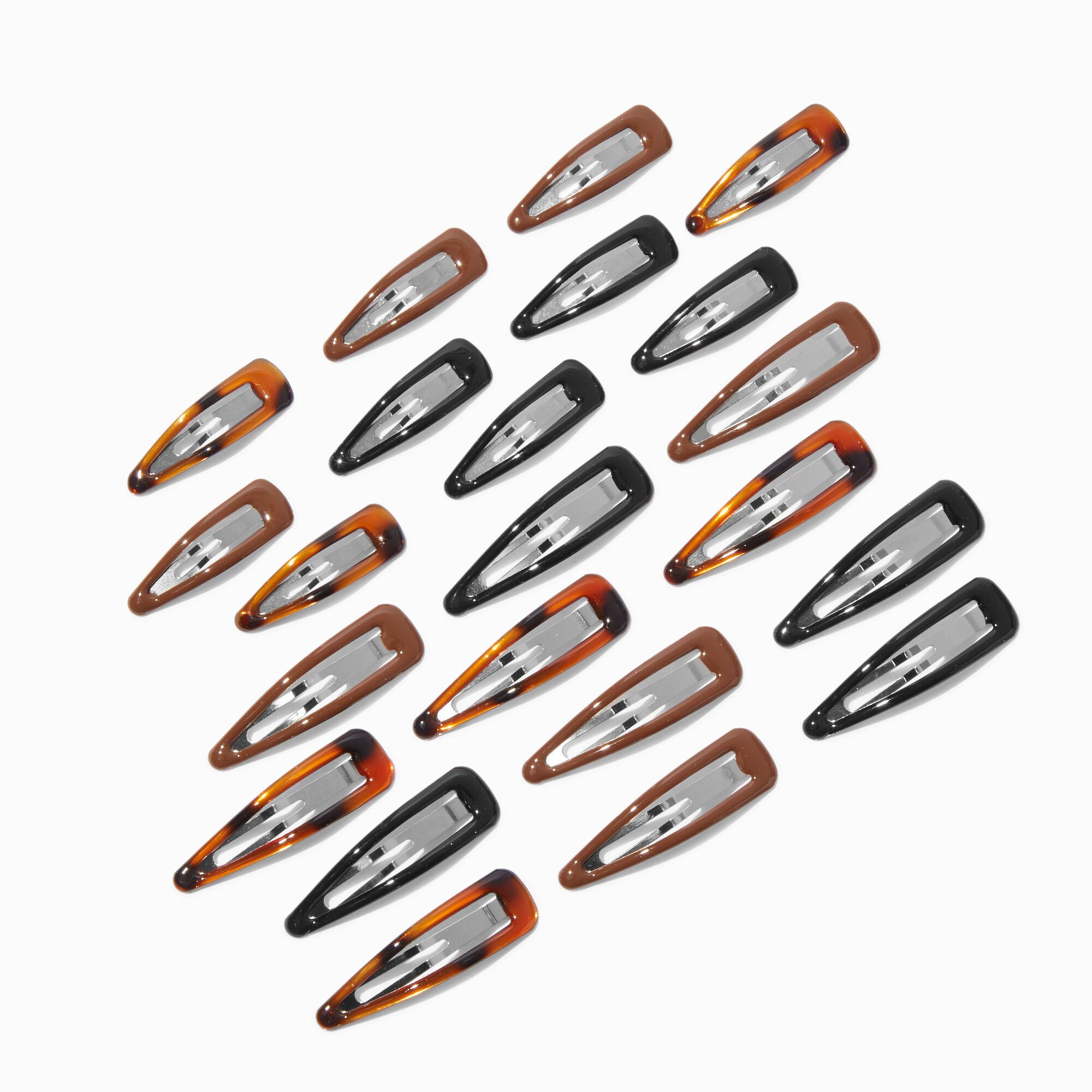 Black & Brown Snap Hair Clips - 22 Pack,