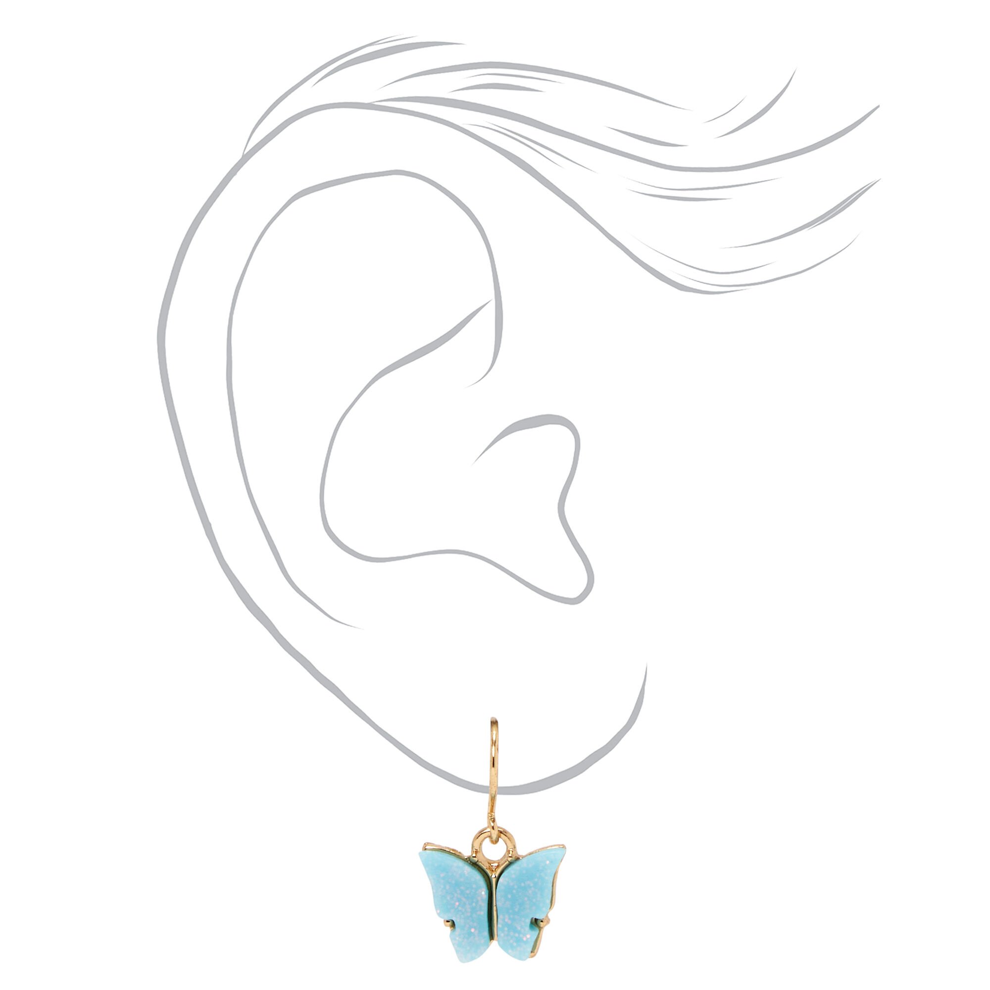 Gold 1" Butterfly Drop Earrings - 3 Pack,