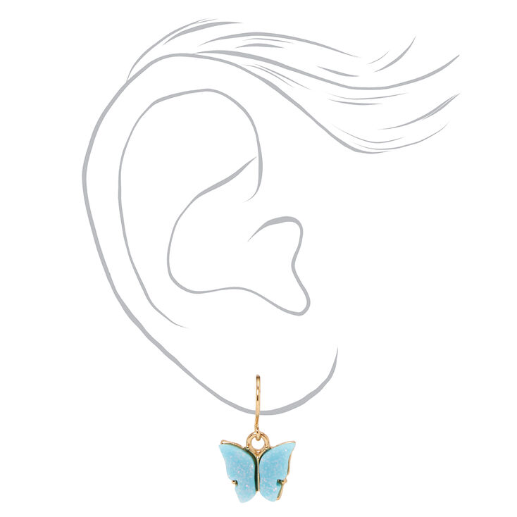 Gold 1&quot; Butterfly Drop Earrings - 3 Pack,