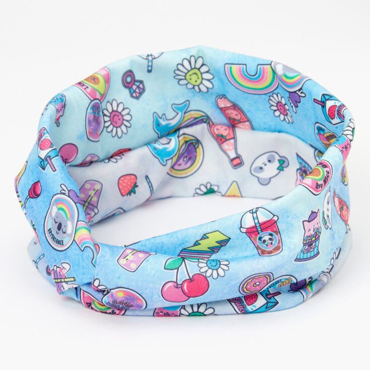Bandeau torsad&eacute; soda et arcs-en-ciel - Bleu,