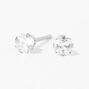 14kt White Gold 3mm Square Cubic Zirconia Studs Ear Piercing Kit with Ear Care Solution,