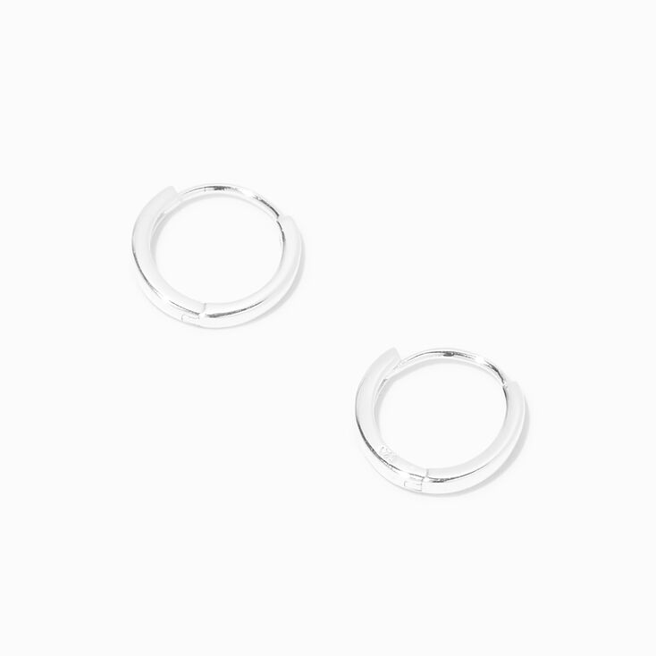 C LUXE by Claire&#39;s Sterling Silver 10MM Clicker Hoop Earrings,