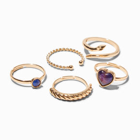 Snake Charm Gold Mood Rings - 5 Pack,