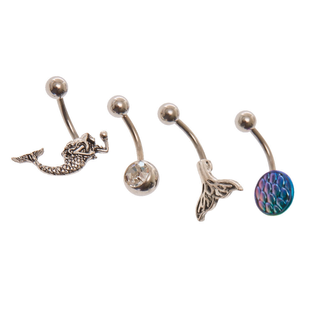 Stainless Steel Mermaid Motif Belly Rings,