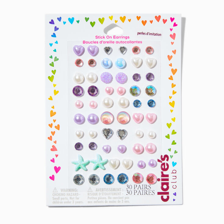 Boucles d&#39;oreilles autocollantes sir&egrave;ne Claire&#39;s&nbsp;Club - Lot de 30,