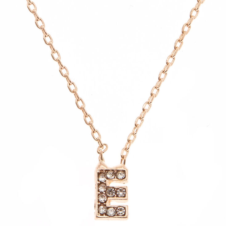 Rose Gold Studded E Initial Necklace | Claire's US