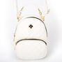 Faux Leather Quilted Mini Backpack Crossbody Bag - White,