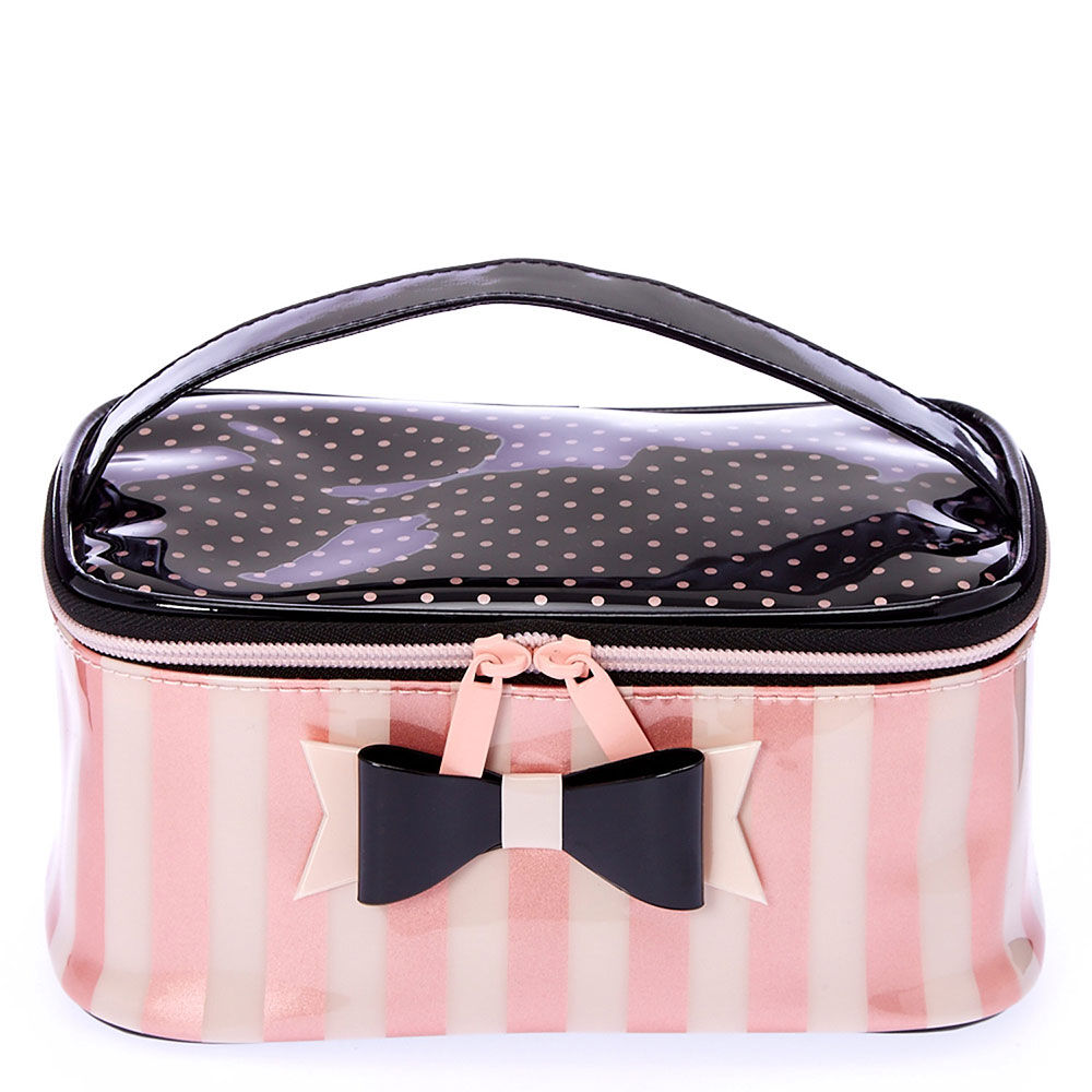 Paris Polka Dot & Striped Makeup Bag,