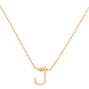 Gold Stone Initial Pendant Necklace - J,