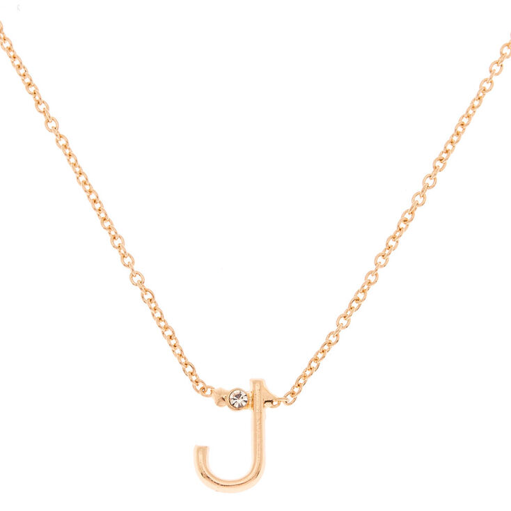 Gold Stone Initial Pendant Necklace - J,