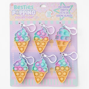 Besties Popping Collection Ice Cream Scented Popper Fidget Toy Keychain - 6 Pack,
