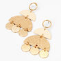 Gold 2&quot; Hammered Geometric Drop Earrings - Cream,