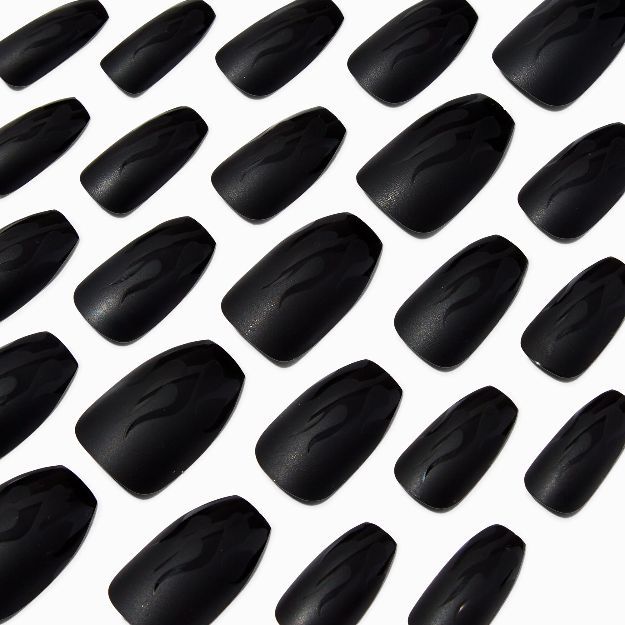 View Claires Flame Coffin Vegan Faux Nail Set 24 Pack Black information