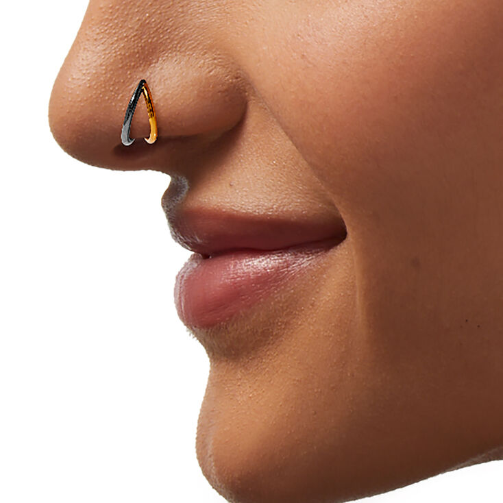 18G Mixed Metal Titanium Double Clicker Nose Hoop,