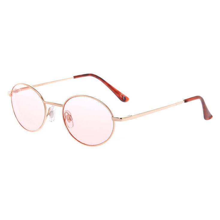 Claire's Lunettes de soleil ovales roses couleur doré