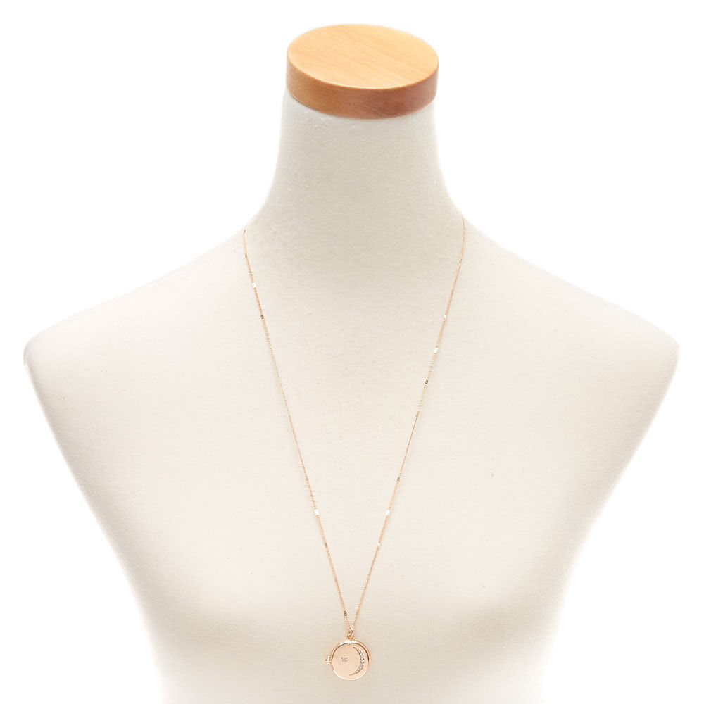 Gold Celestial Long Locket Pendant Necklace,