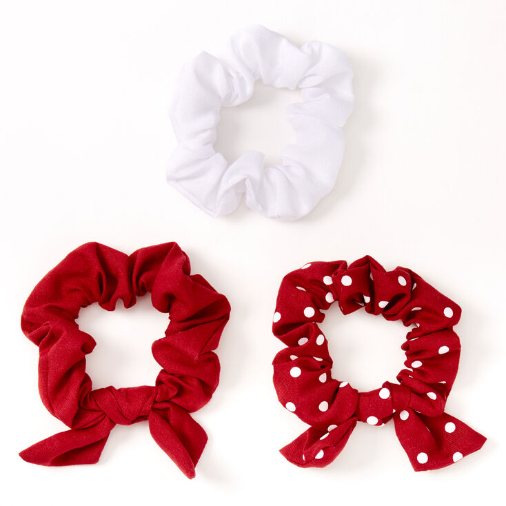 Claire's Petits chouchous à pois et unis Claire's Club - Rouge, lot de 3