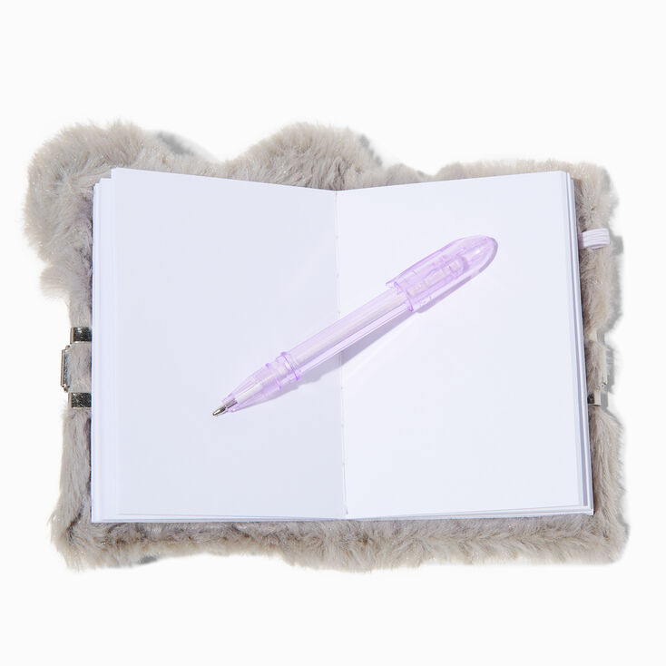 Claire&#39;s Club Lilac Koala Furry Mini Lock Diary,