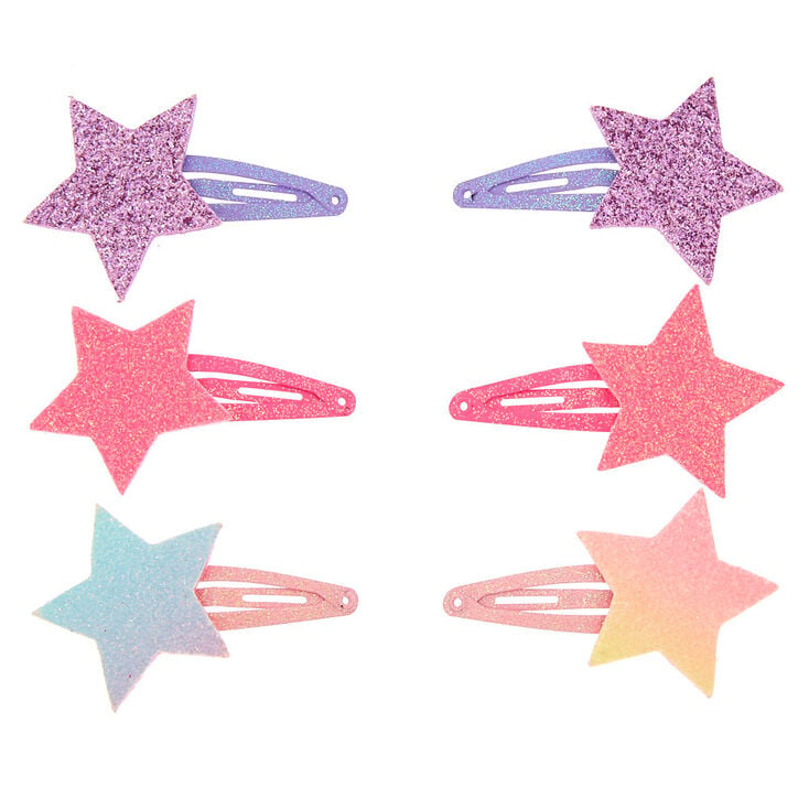 Claire&#39;s Club Glitter Star Snap Hair Clips - 6 Pack,