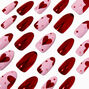 Metallic Red Heart Valentine&#39;s Day Almond Press On Faux Nail Set - 24 Pack,