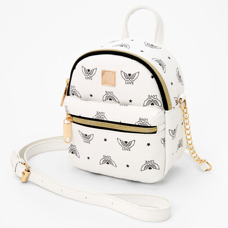 Love Angel Wings Small Crossbody Bag - White | Claire's