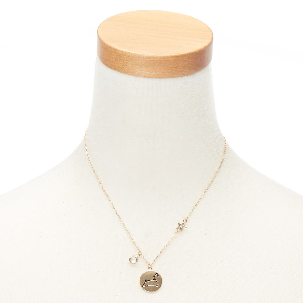 Gold Zodiac Pendant Necklace - Leo,