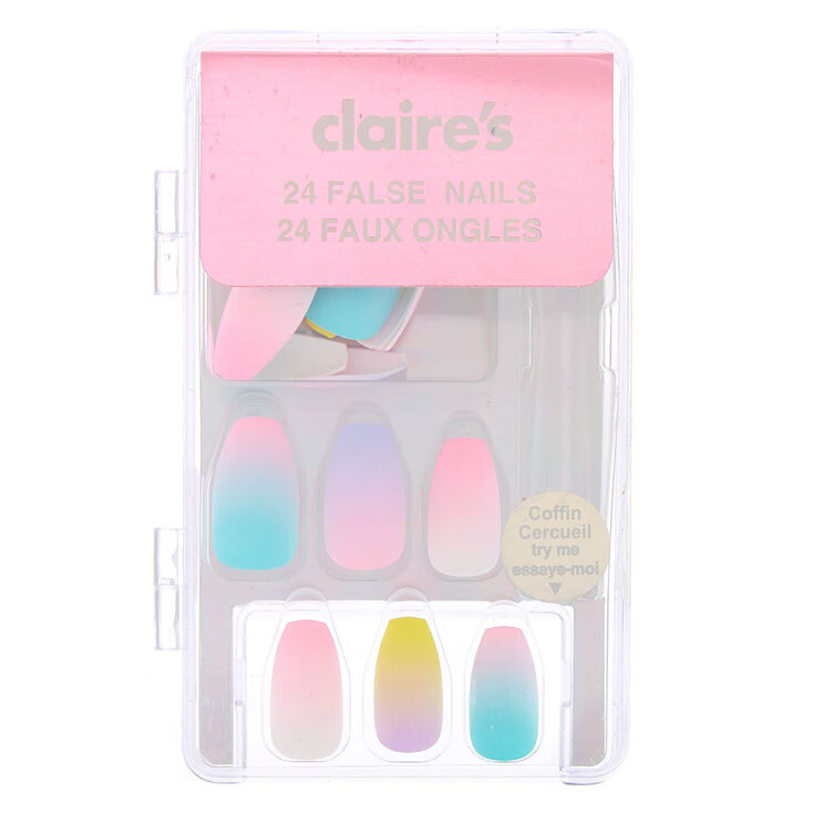 Pastel Ombr&eacute; Coffin Faux Nail Set - 24 Pack,